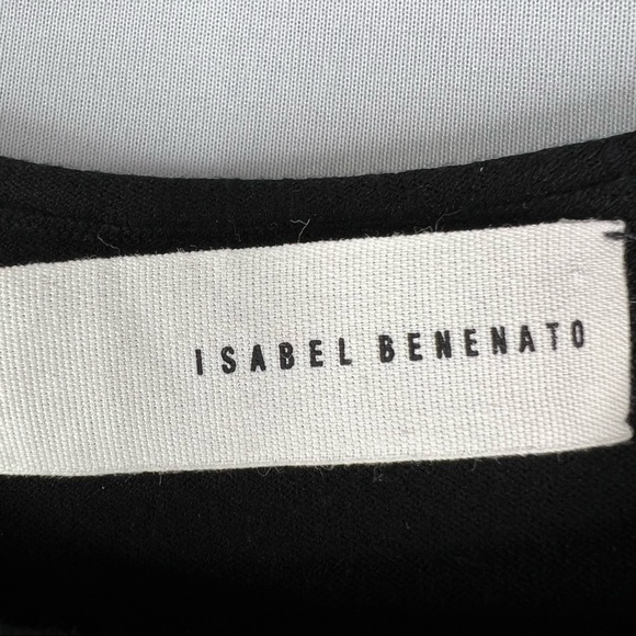 Isabel Benenato Black One Sleeve Sweater Top Asymmetrical Tie Side Crewneck 46 - Picture 3 of 5